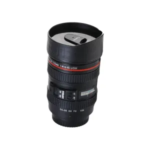 0720 Camera Lens Shaped Coffee Mug Flask With Lid