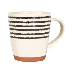 360ml Striped Rim Stoneware Coffee Mug - By Nicola Spring