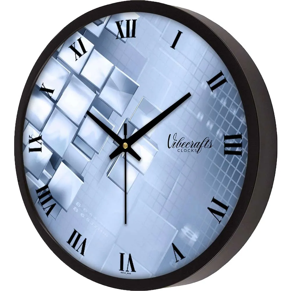 3D Colorful Silver Shape Design Premium Wall Clock