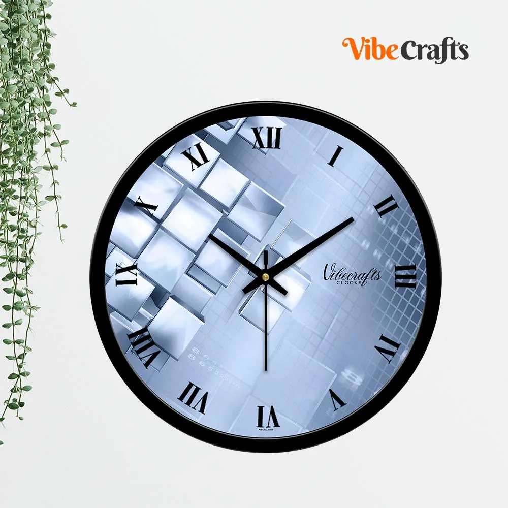 3D Colorful Silver Shape Design Premium Wall Clock