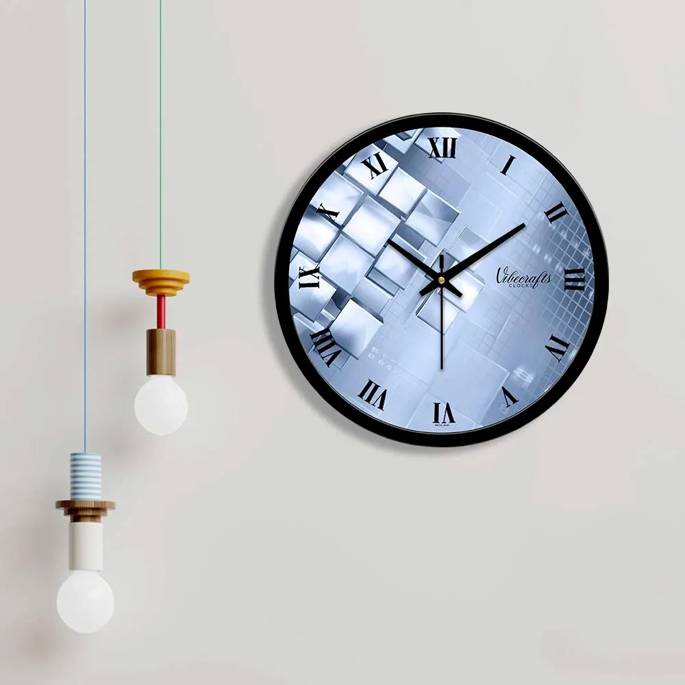 3D Colorful Silver Shape Design Premium Wall Clock