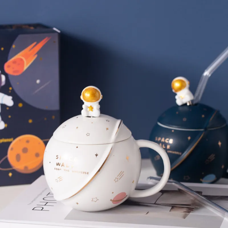 500ML Space Cartoon Coffee Mug with Lid