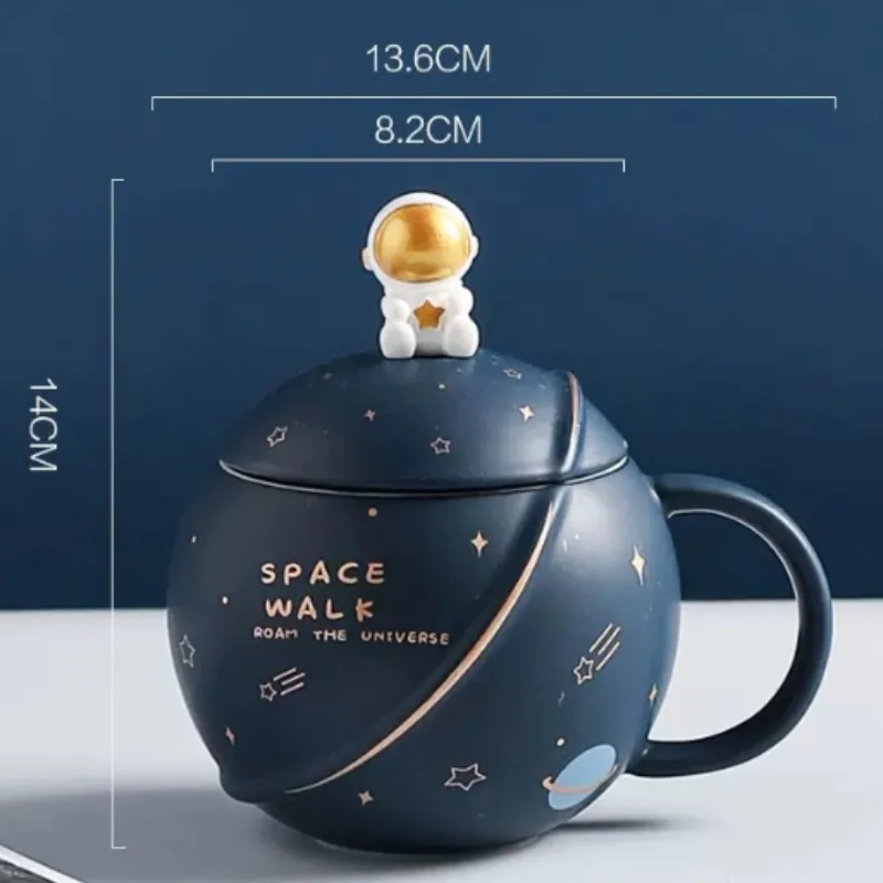 500ML Space Cartoon Coffee Mug with Lid