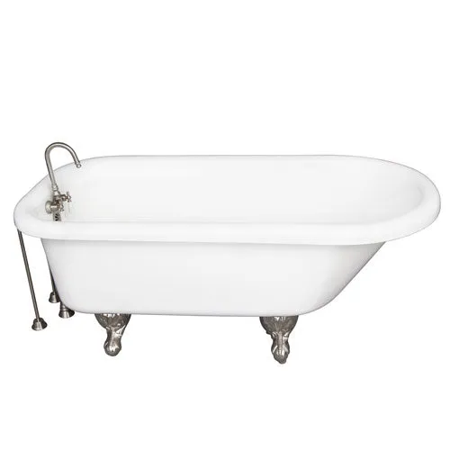 Anthea 60″ Acrylic Roll Top Tub Kit in White – Brushed Nickel Accessories