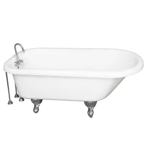 Anthea 60″ Acrylic Roll Top Tub Kit in White – Polished Chrome Accessories