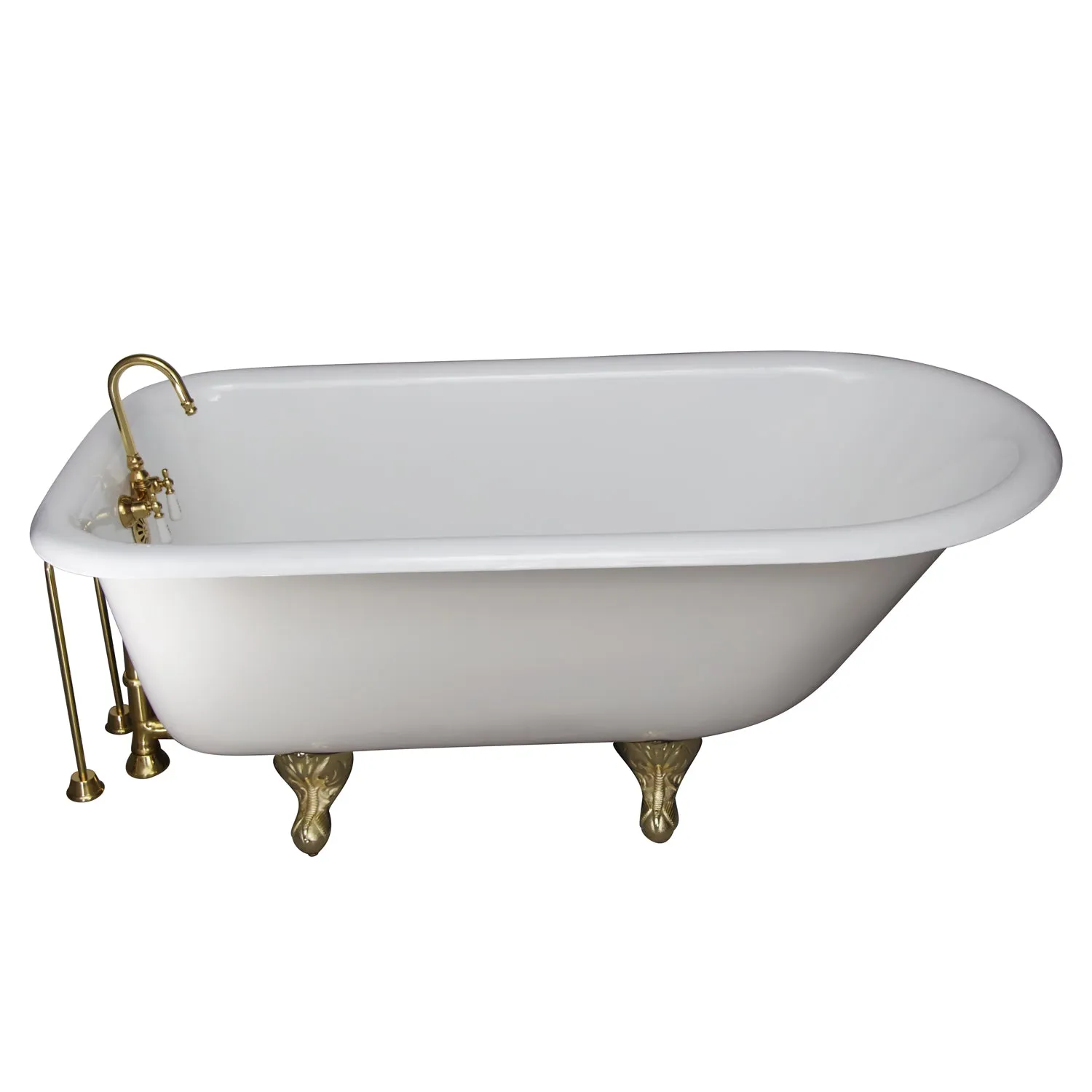 Antonio 55" Cast Iron Roll Top Tub Kit-Polished Brass Accessories