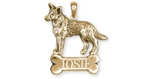 Australian Cattle Dog Jewelry 14k Gold Handmade Cattle Dog Pendant  ACD8-NPG