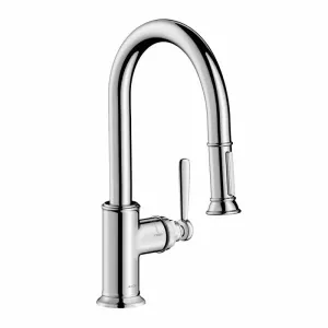 Axor 16584001 Montreux Single Handle Pull-Down Spray Prep Kitchen Faucet with Toggle Spray Diverter in Chrome