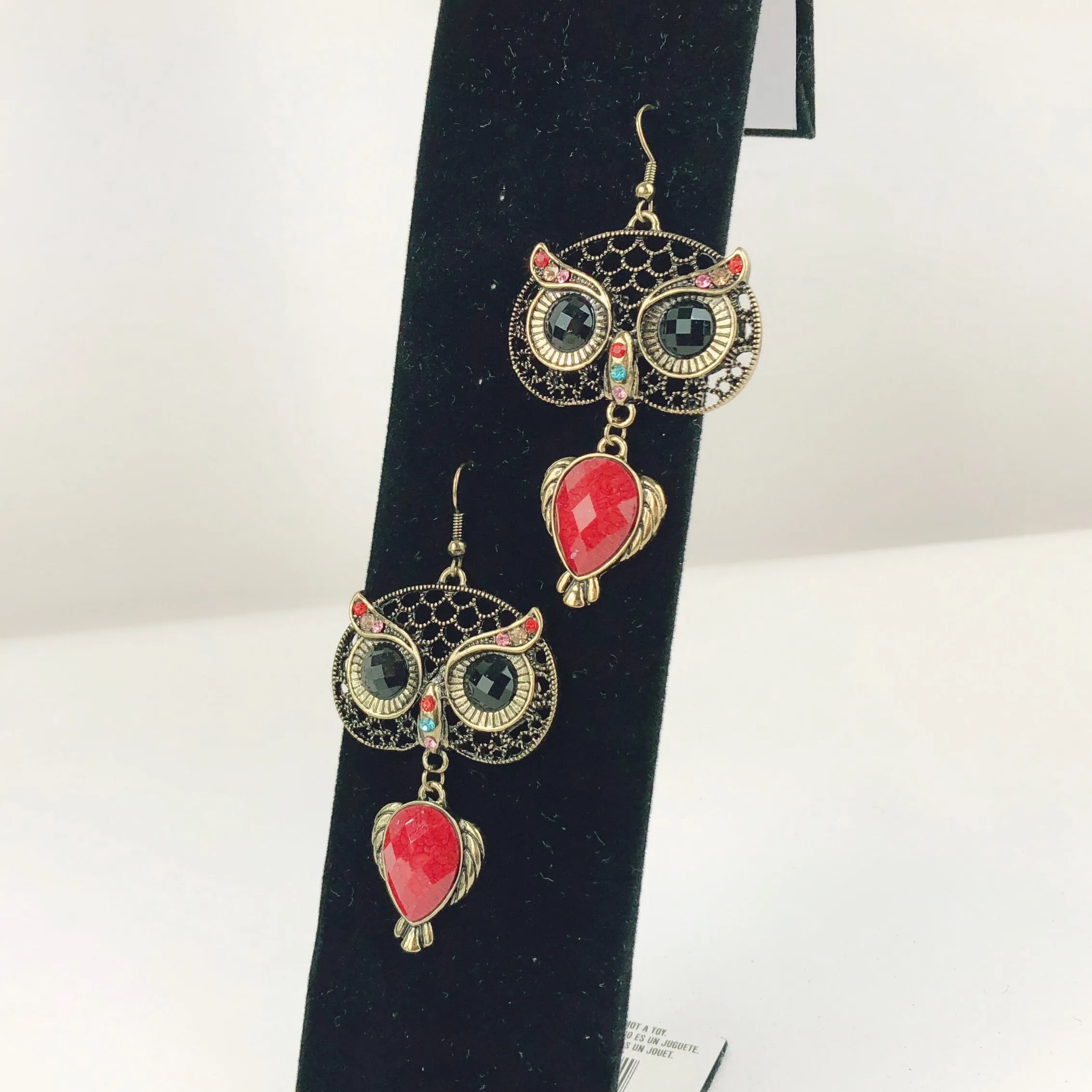 Beatiful Vintage Style Retro Big Black Eye Owl Earrings