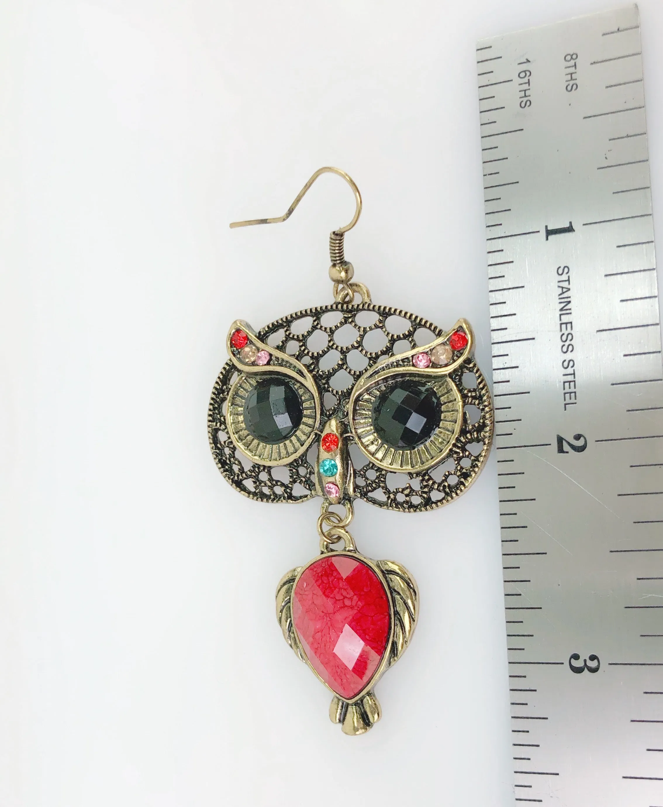 Beatiful Vintage Style Retro Big Black Eye Owl Earrings