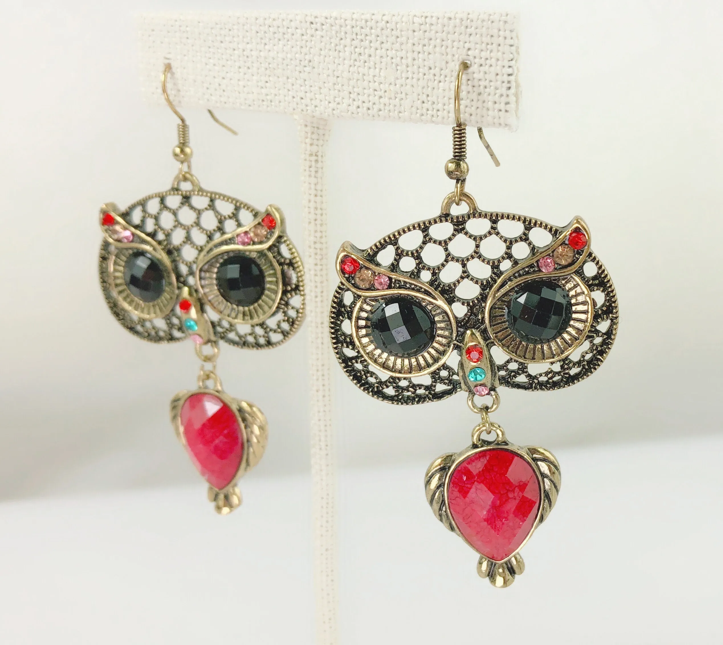 Beatiful Vintage Style Retro Big Black Eye Owl Earrings