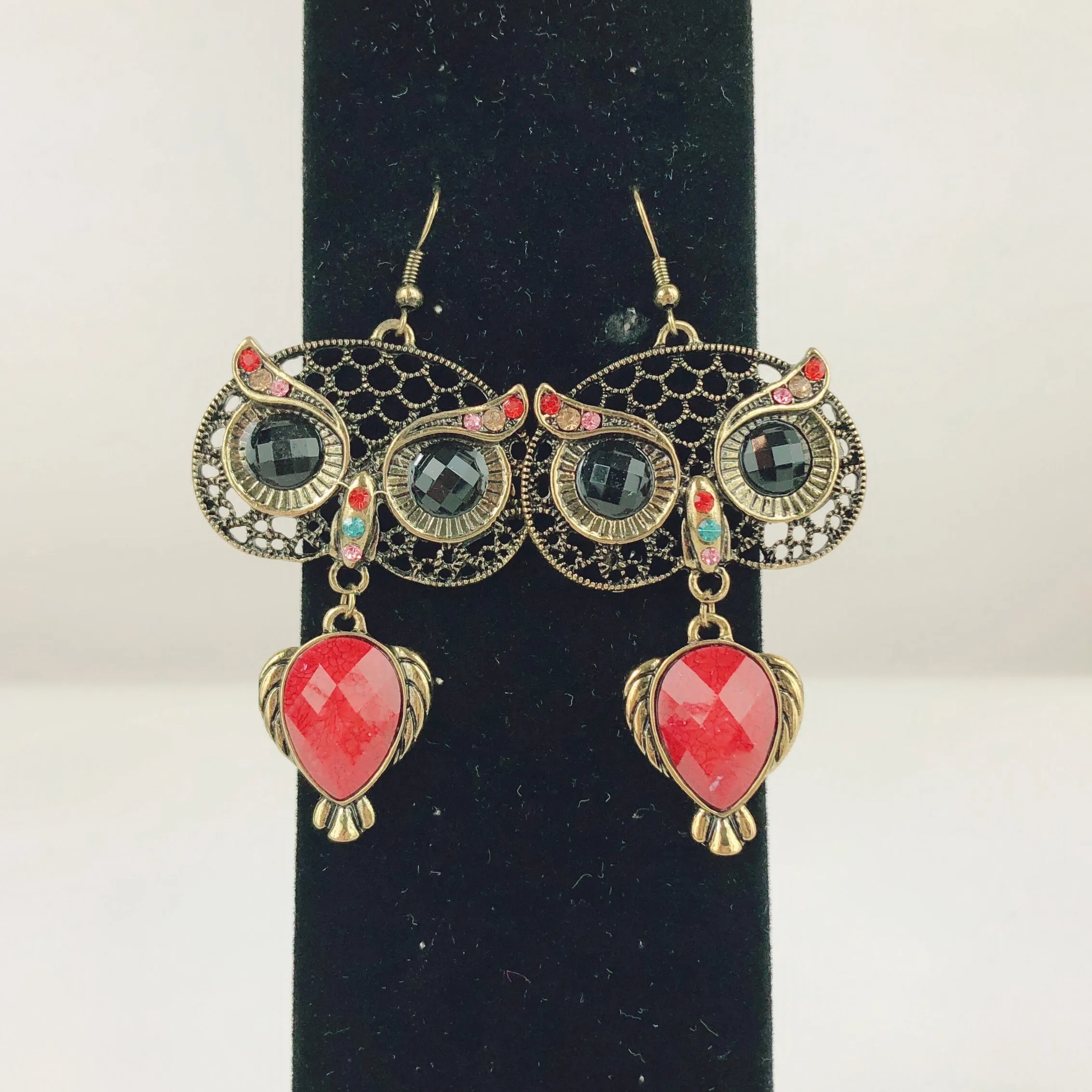 Beatiful Vintage Style Retro Big Black Eye Owl Earrings