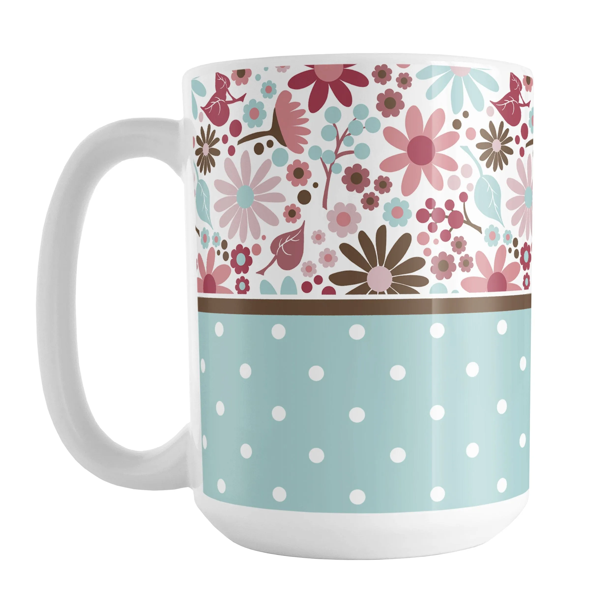 Berry Blue Summer Flowers Polka Dot Mug