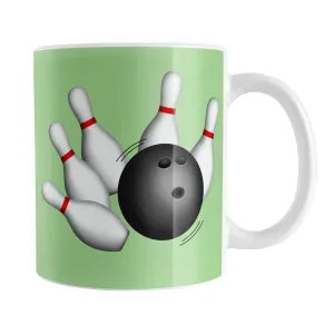 Bowling Ball and Pins Green Bowling Mug