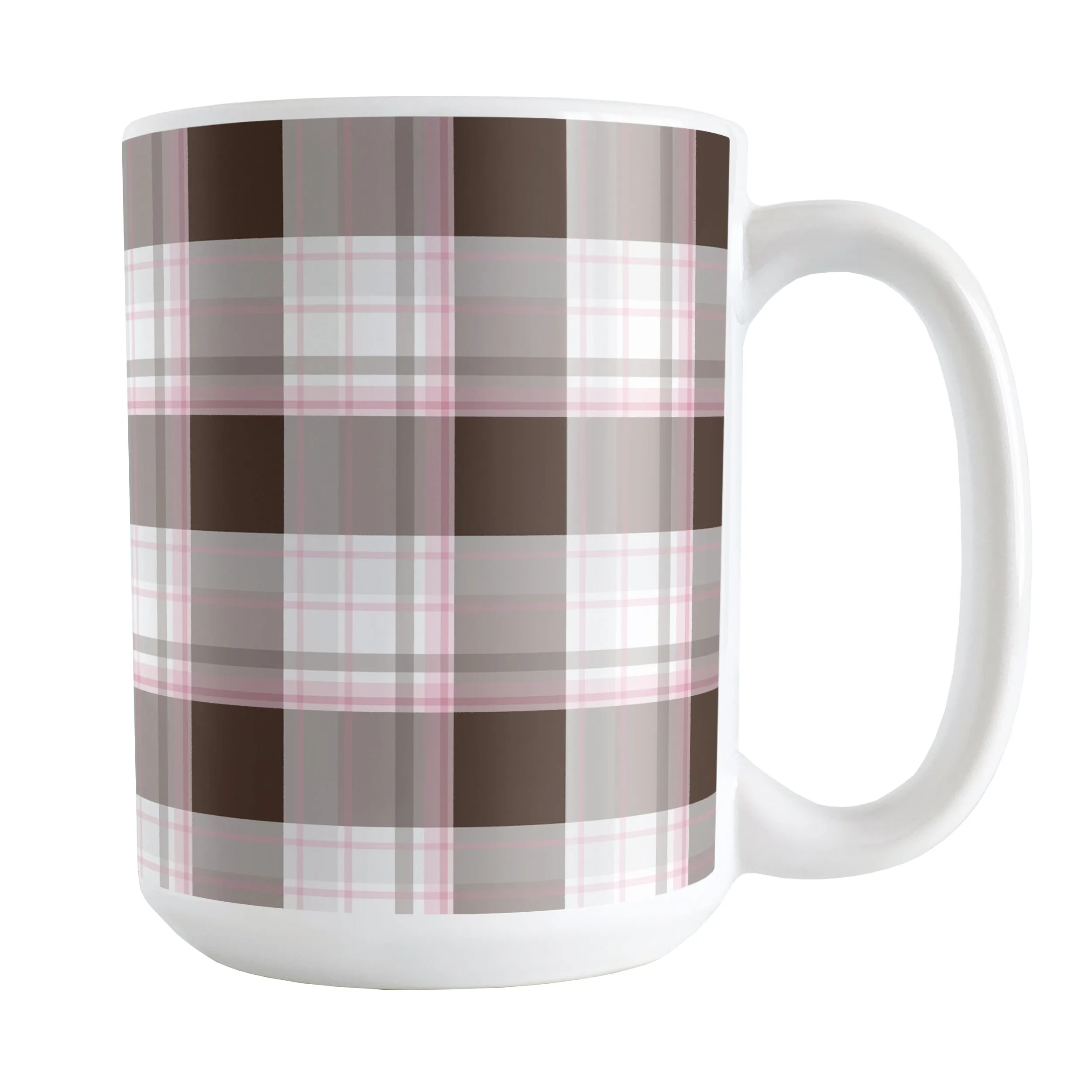 Brown Pink Plaid Mug