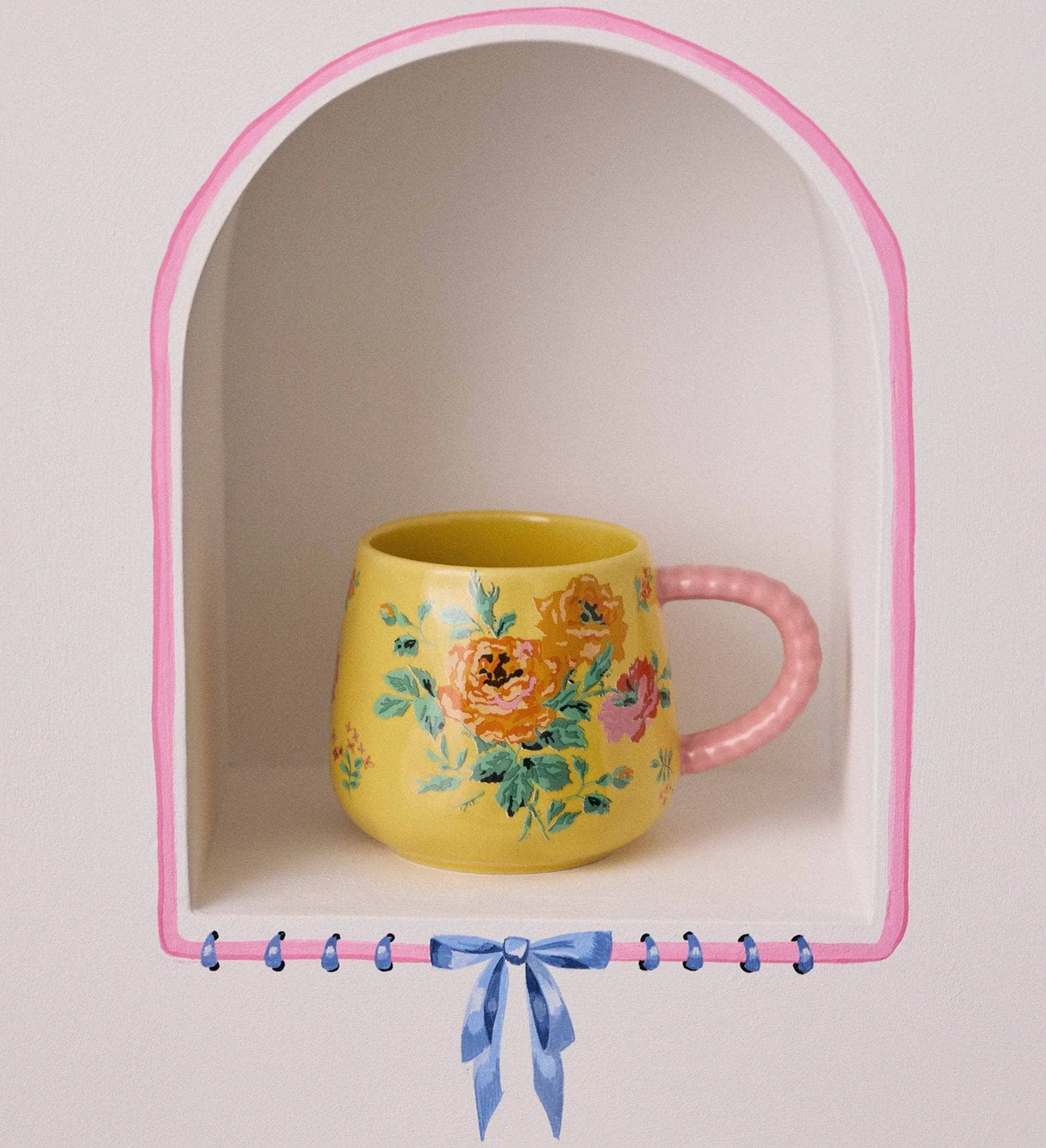 Cath Kidston Rose Twisted Handle Mug - Yellow