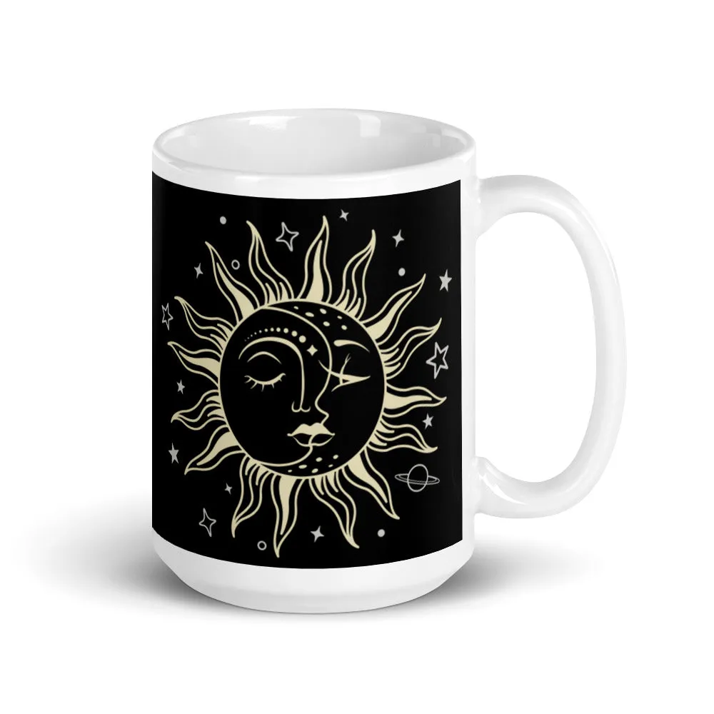 Celestial Harmony: Sun and Moon Ceramic Coffee Mug, Tea Mug