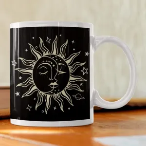 Celestial Harmony: Sun and Moon Ceramic Coffee Mug, Tea Mug