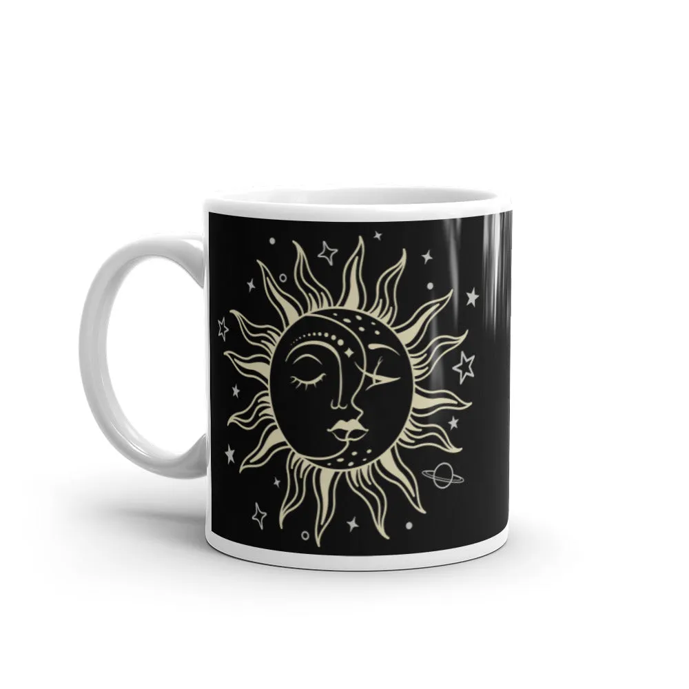 Celestial Harmony: Sun and Moon Ceramic Coffee Mug, Tea Mug