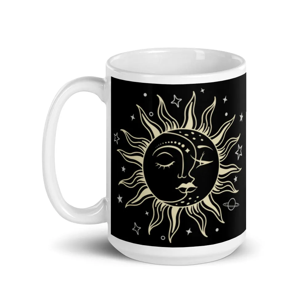 Celestial Harmony: Sun and Moon Ceramic Coffee Mug, Tea Mug