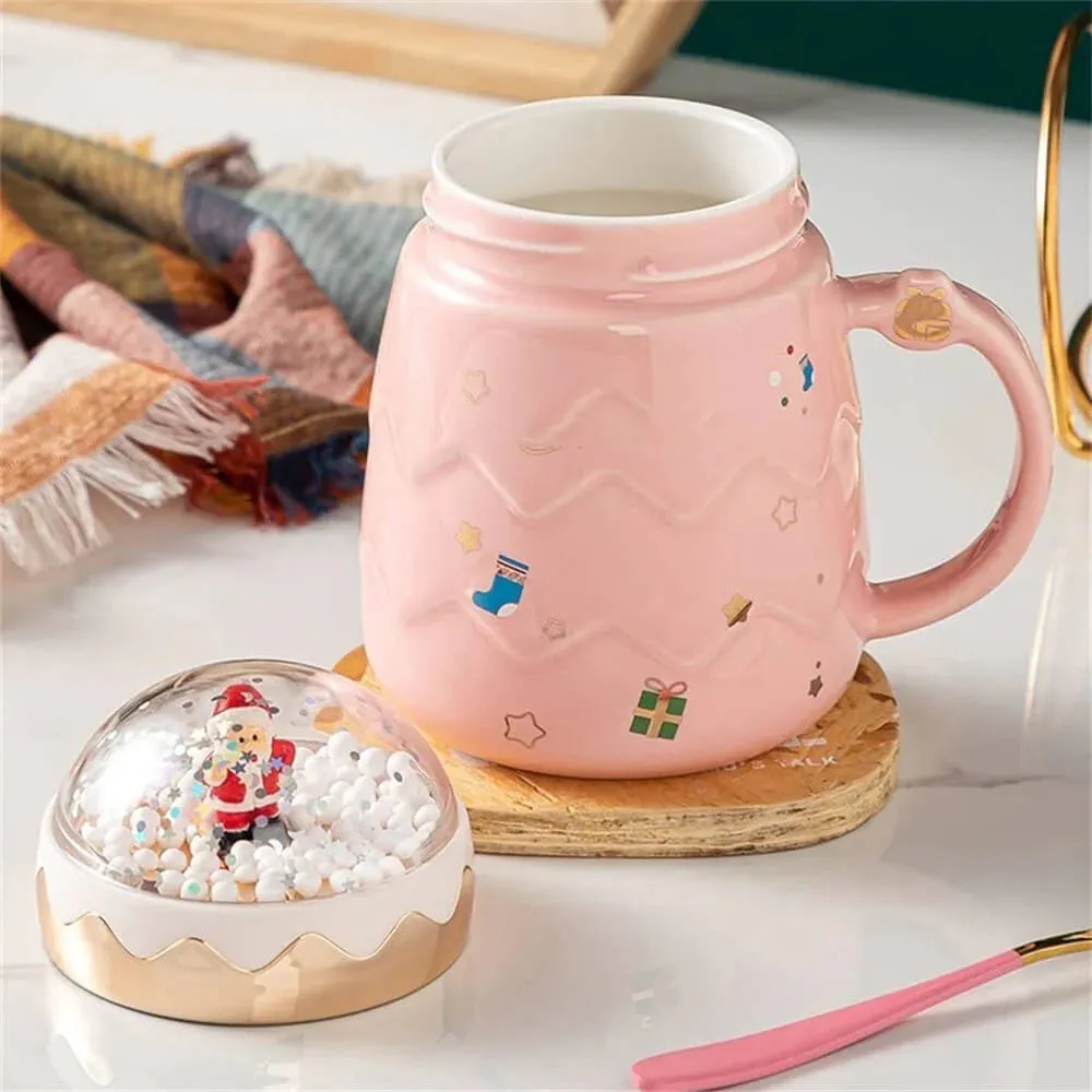 Ceramic Coffee and Hot Chocolate 3d Globe Lid Style Mug (Pink) | 330ml