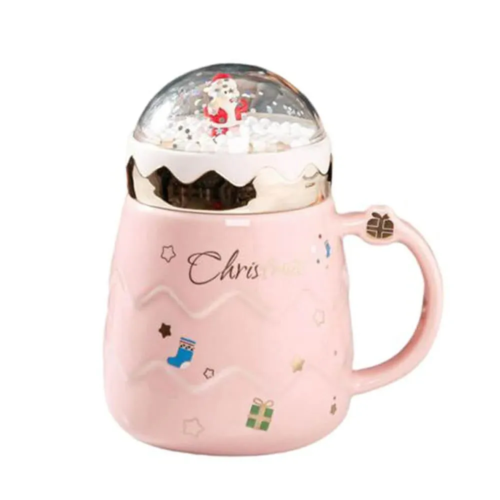 Ceramic Coffee and Hot Chocolate 3d Globe Lid Style Mug (Pink) | 330ml