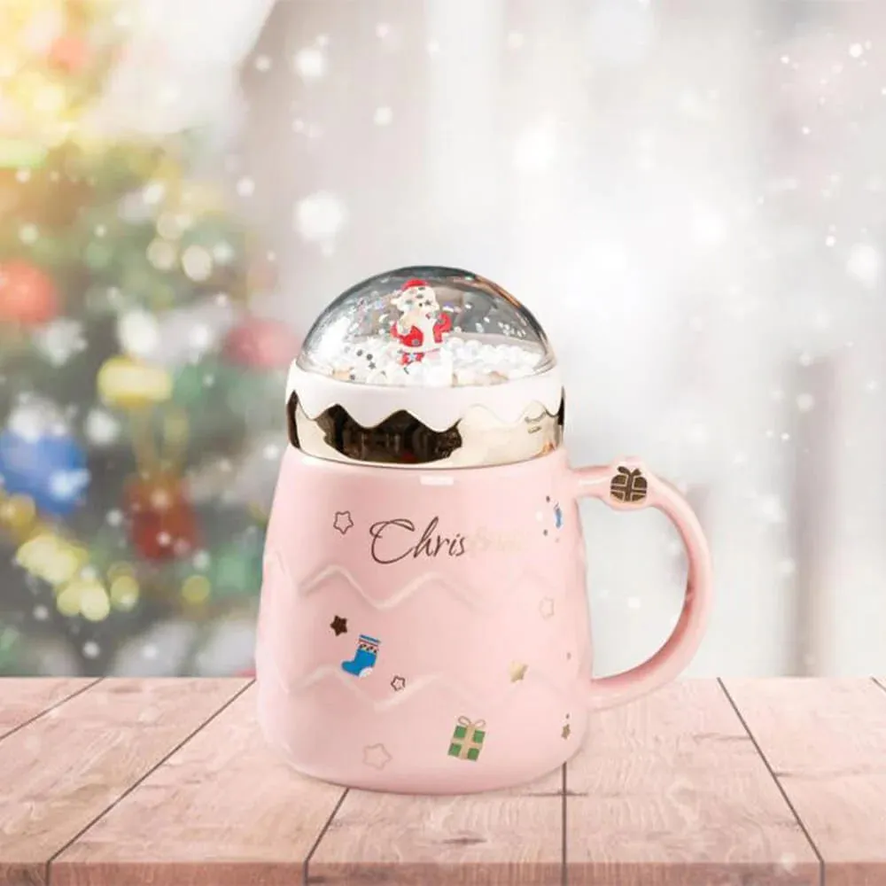 Ceramic Coffee and Hot Chocolate 3d Globe Lid Style Mug (Pink) | 330ml