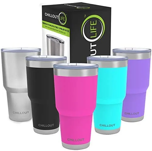 CHILLOUT LIFE 30 oz Stainless Steel Tumbler with Spill Proof Tritan Lid