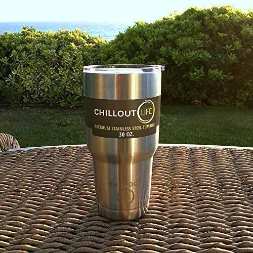 CHILLOUT LIFE 30 oz Stainless Steel Tumbler with Spill Proof Tritan Lid