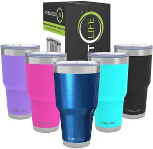 CHILLOUT LIFE 30 oz Stainless Steel Tumbler with Spill Proof Tritan Lid