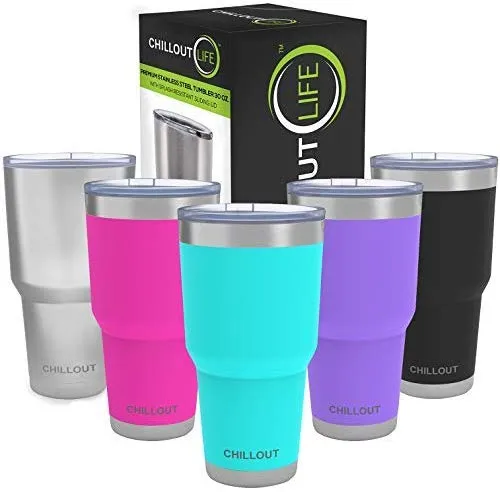 CHILLOUT LIFE 30 oz Stainless Steel Tumbler with Spill Proof Tritan Lid