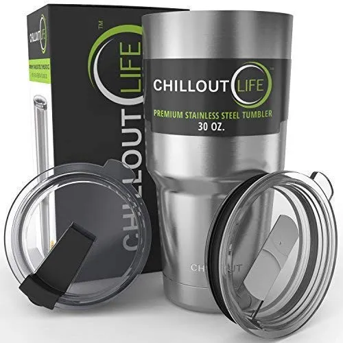 CHILLOUT LIFE 30 oz Stainless Steel Tumbler with Spill Proof Tritan Lid