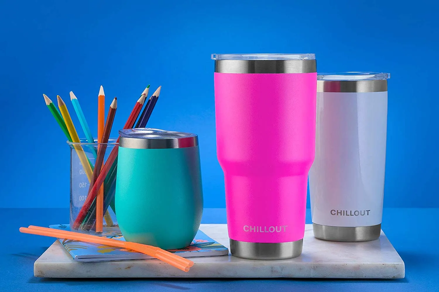 CHILLOUT LIFE 30 oz Stainless Steel Tumbler with Spill Proof Tritan Lid