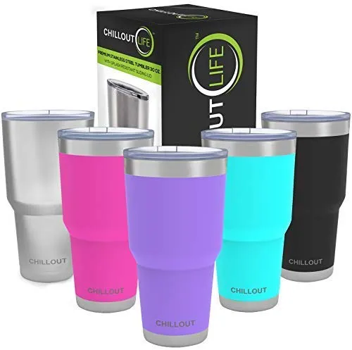 CHILLOUT LIFE 30 oz Stainless Steel Tumbler with Spill Proof Tritan Lid