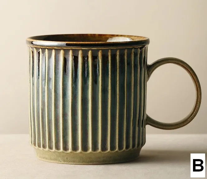 Creative Brown Green Ceramic Coffee Mugs, Unique Coffee Mugs, Large Modern Handmade Pottery Coffee Cup, Large Capacity Coffee Mugs