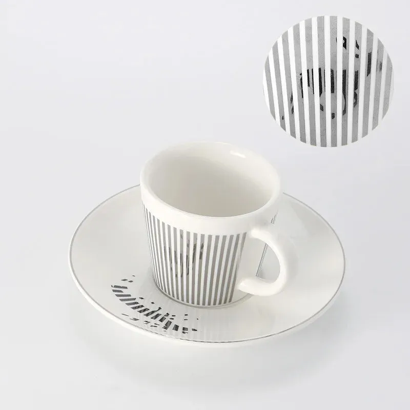 Creative Dynamic Mirror Reflection Cup Mug Leopard Anamorphic Zebra Mug Luycho Coffee Tea Cup Set With Coaster 90ml-225ml