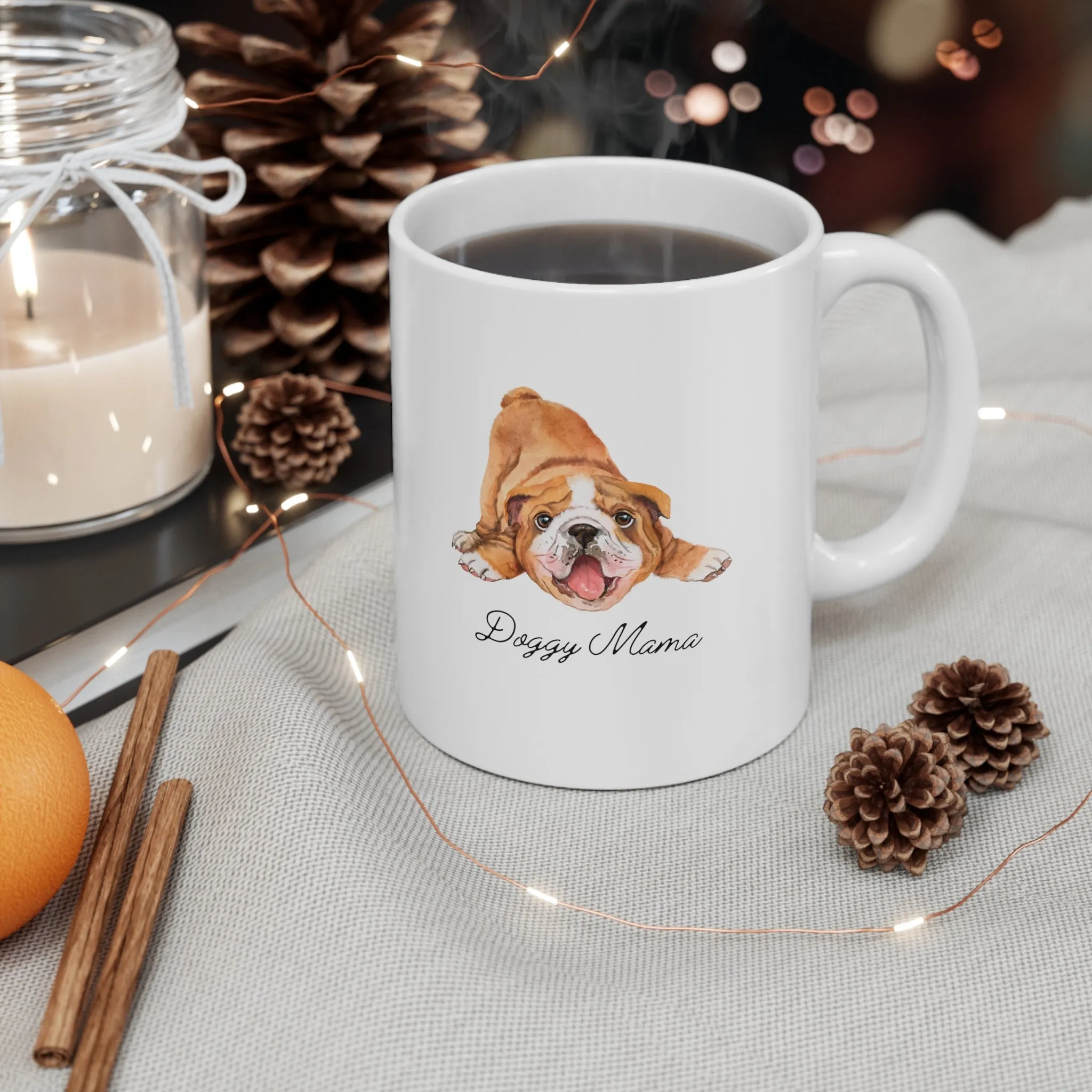 Custom Cute Doggy Mama Coffee Mug  Ceramic Mug 11oz Gift for Her, Pet Owner, Dog Lover, Puppy Lover