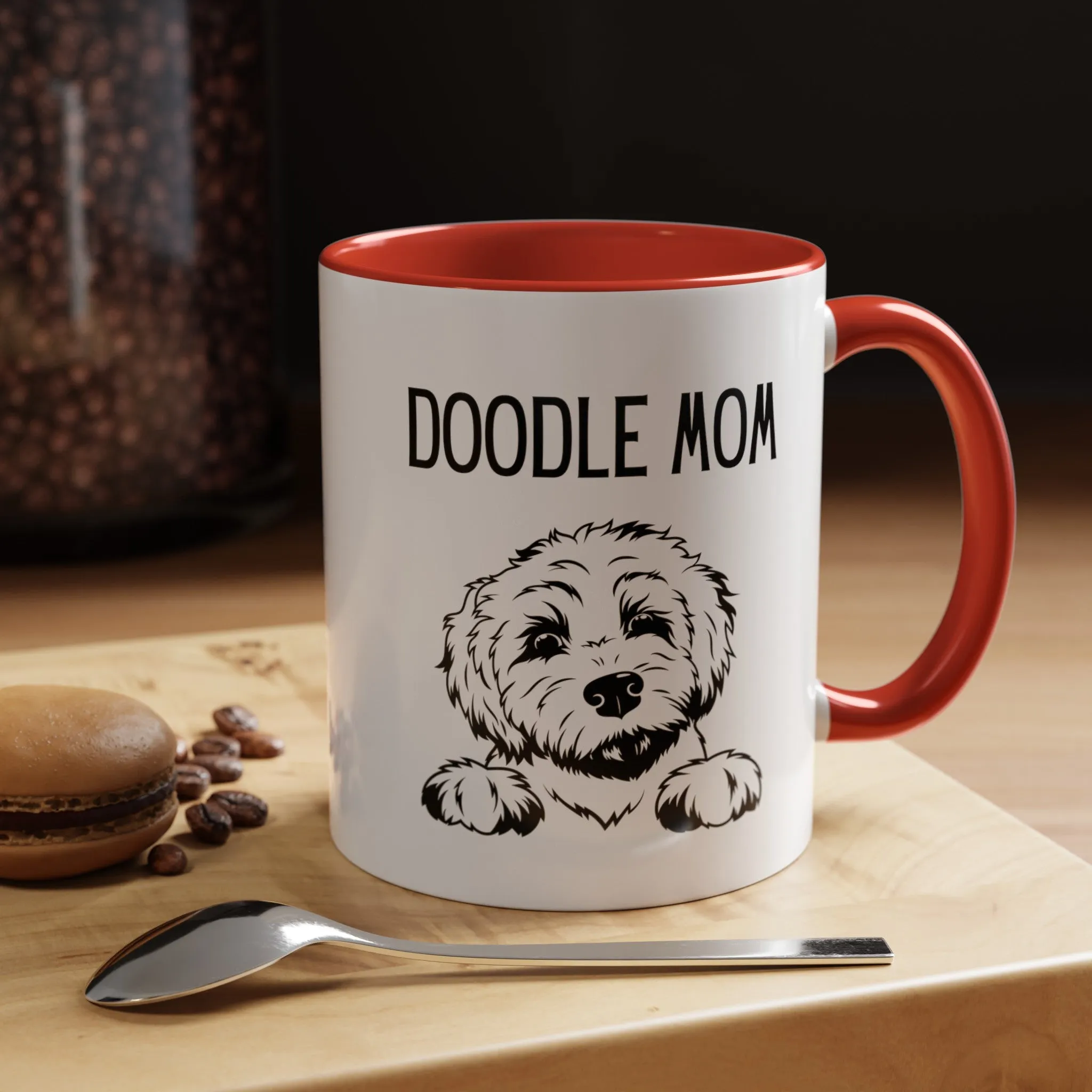 Custom Doodle Mom Multi-Color Coffee Mug for Dog Lovers Goldendoodle, Mini Doodle, Pet Owners, Dog People