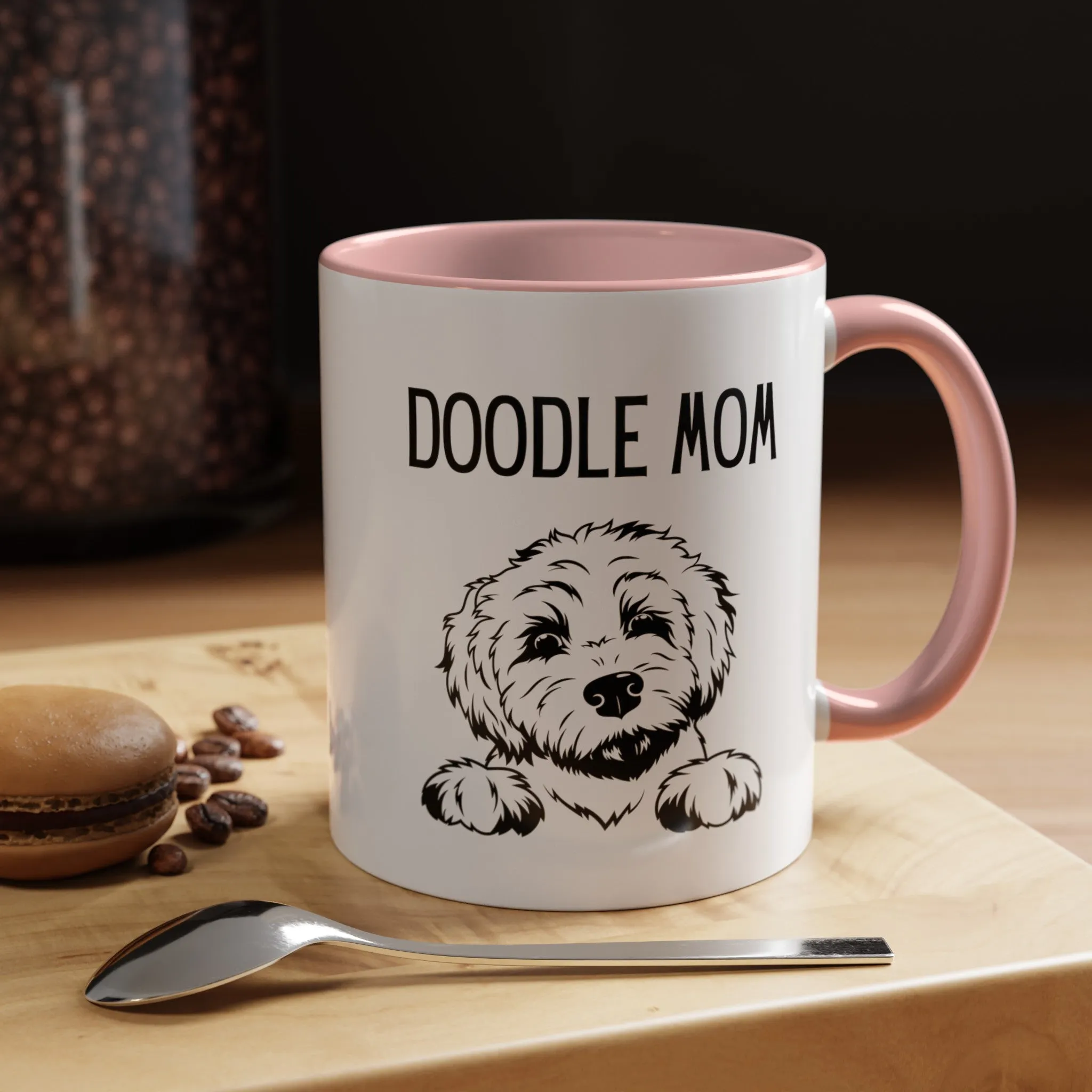 Custom Doodle Mom Multi-Color Coffee Mug for Dog Lovers Goldendoodle, Mini Doodle, Pet Owners, Dog People