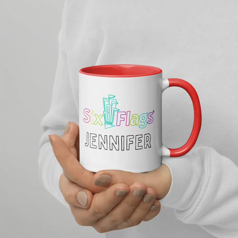 CUSTOMIZABLE! Six Flags Neon Accent Coffee Mug, 11oz