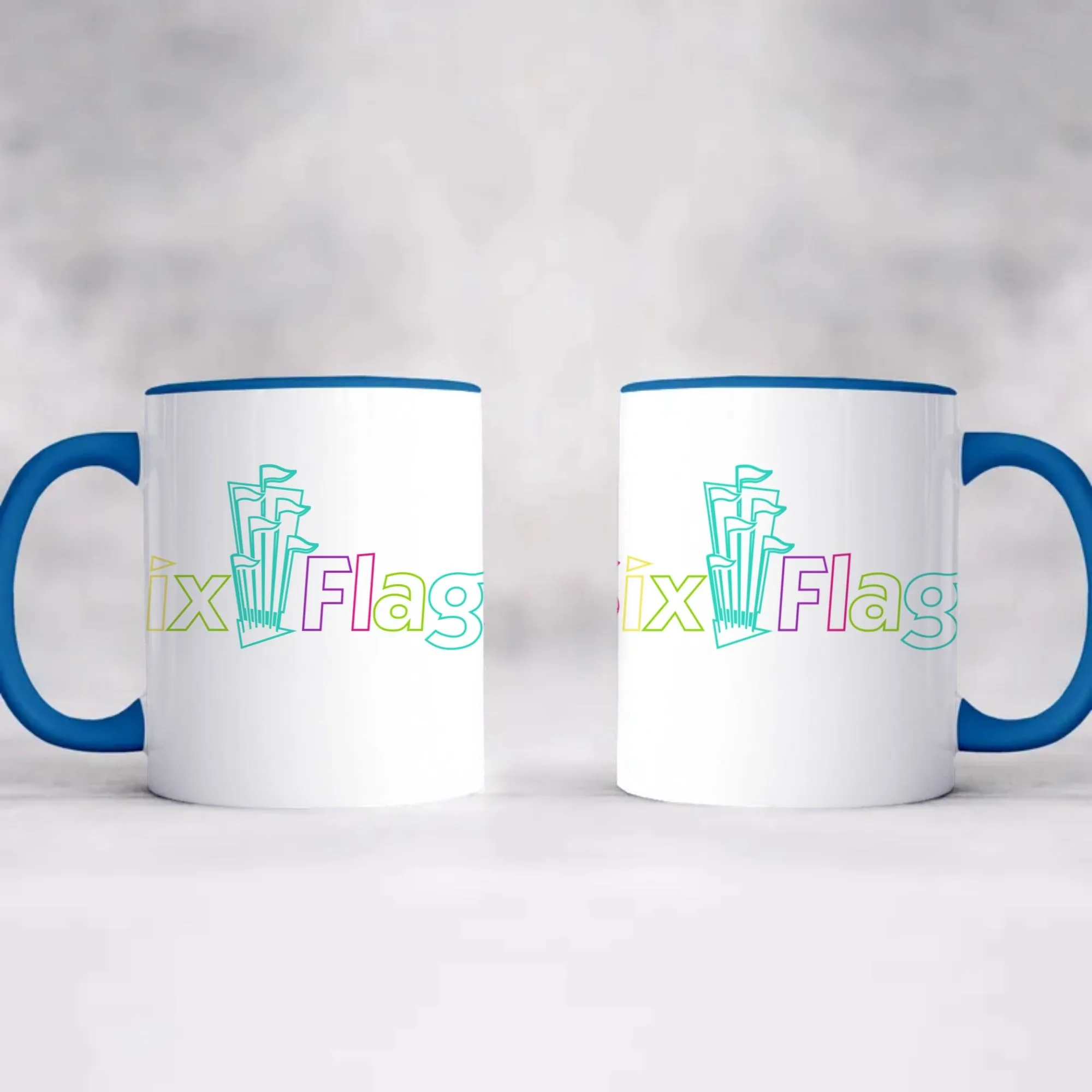 CUSTOMIZABLE! Six Flags Neon Accent Coffee Mug, 11oz