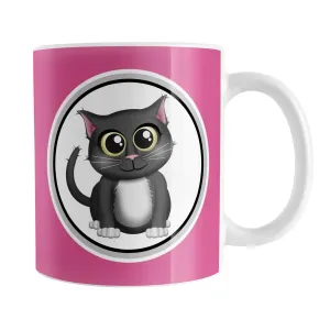 Cute Gray Cat Fuchsia Pink Mug