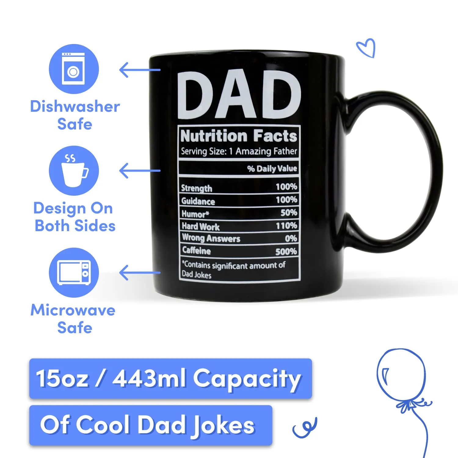 Dad Mug White 11oz - Dad Gifts From Daughter - Stocking Stuffer Ideas For The