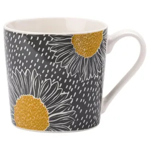 David Mason 13cm Grey Artisan Flower Floral Mug