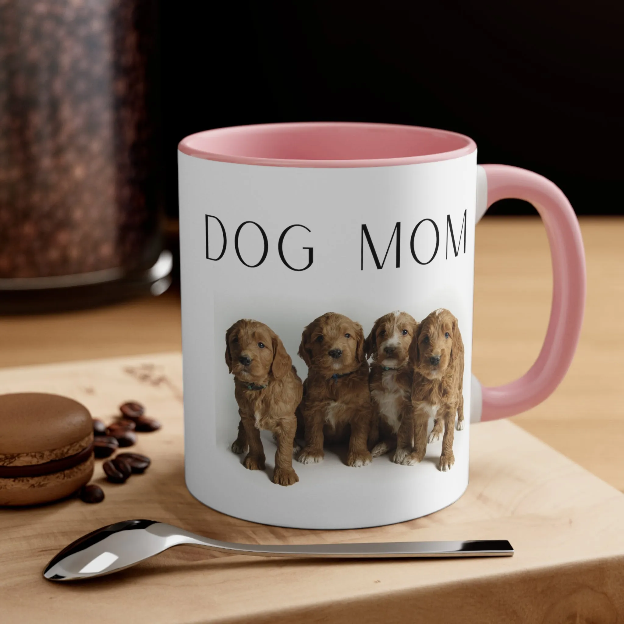 Doodle Dog Mom Custom Coffee Mug - 11oz Ceramic Mug with Cute Doodle Pups in Multi Colors