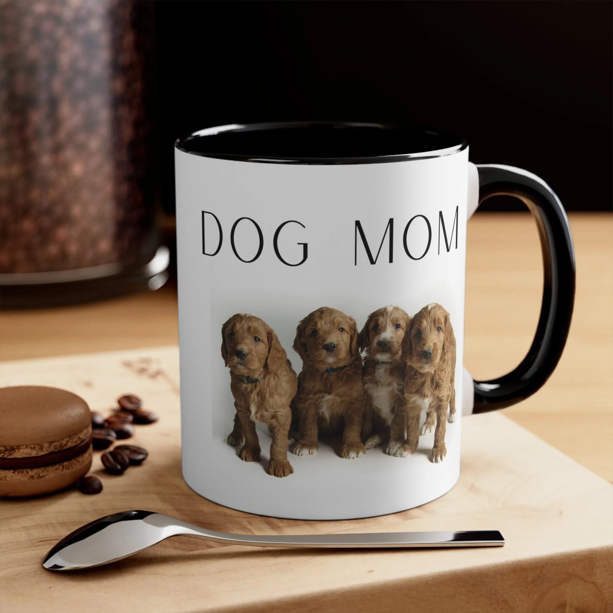 Doodle Dog Mom Custom Coffee Mug - 11oz Ceramic Mug with Cute Doodle Pups in Multi Colors