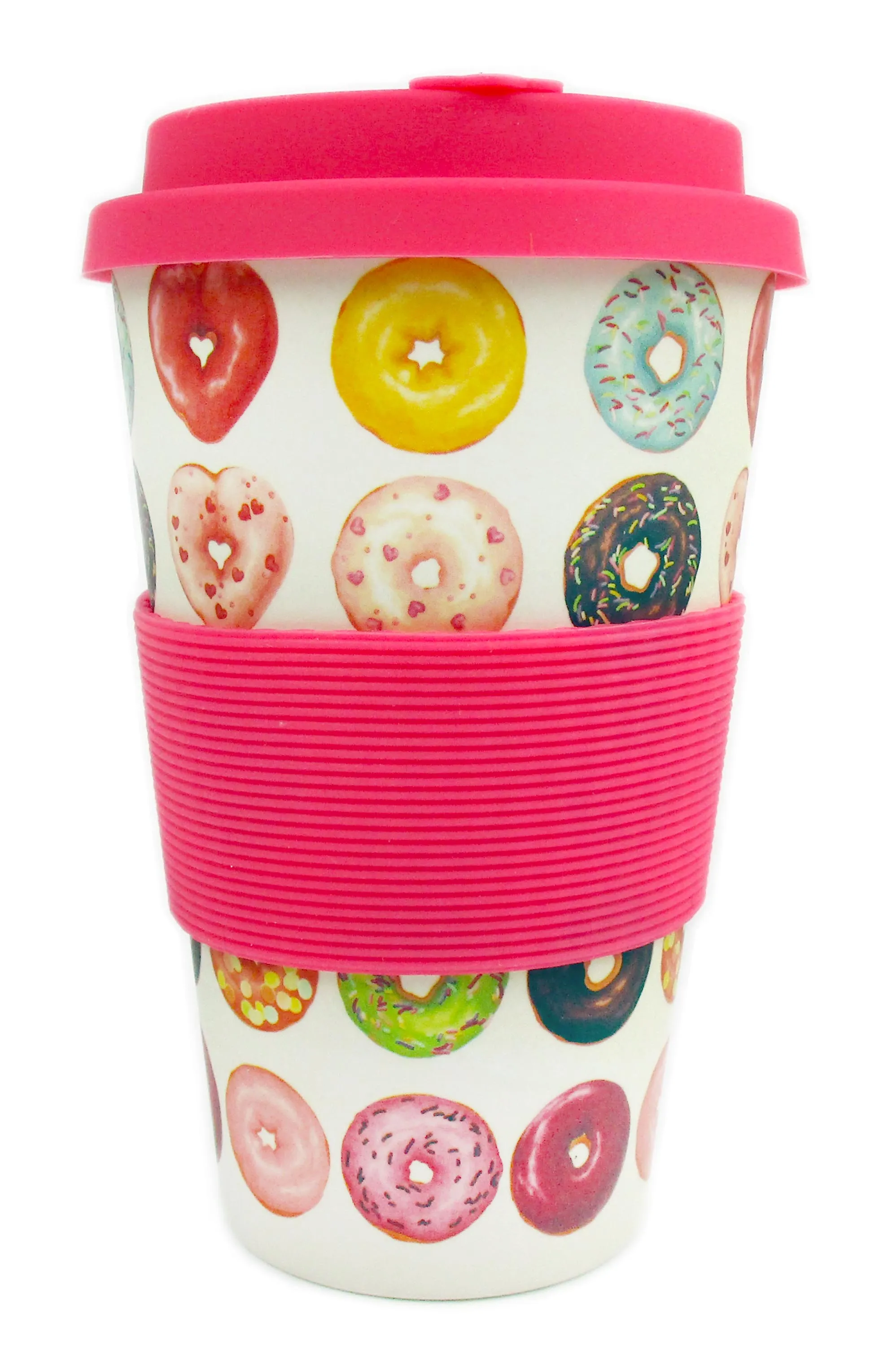 Eco-Friendly Reusable Plant Fiber Travel Mug with Donuts Design