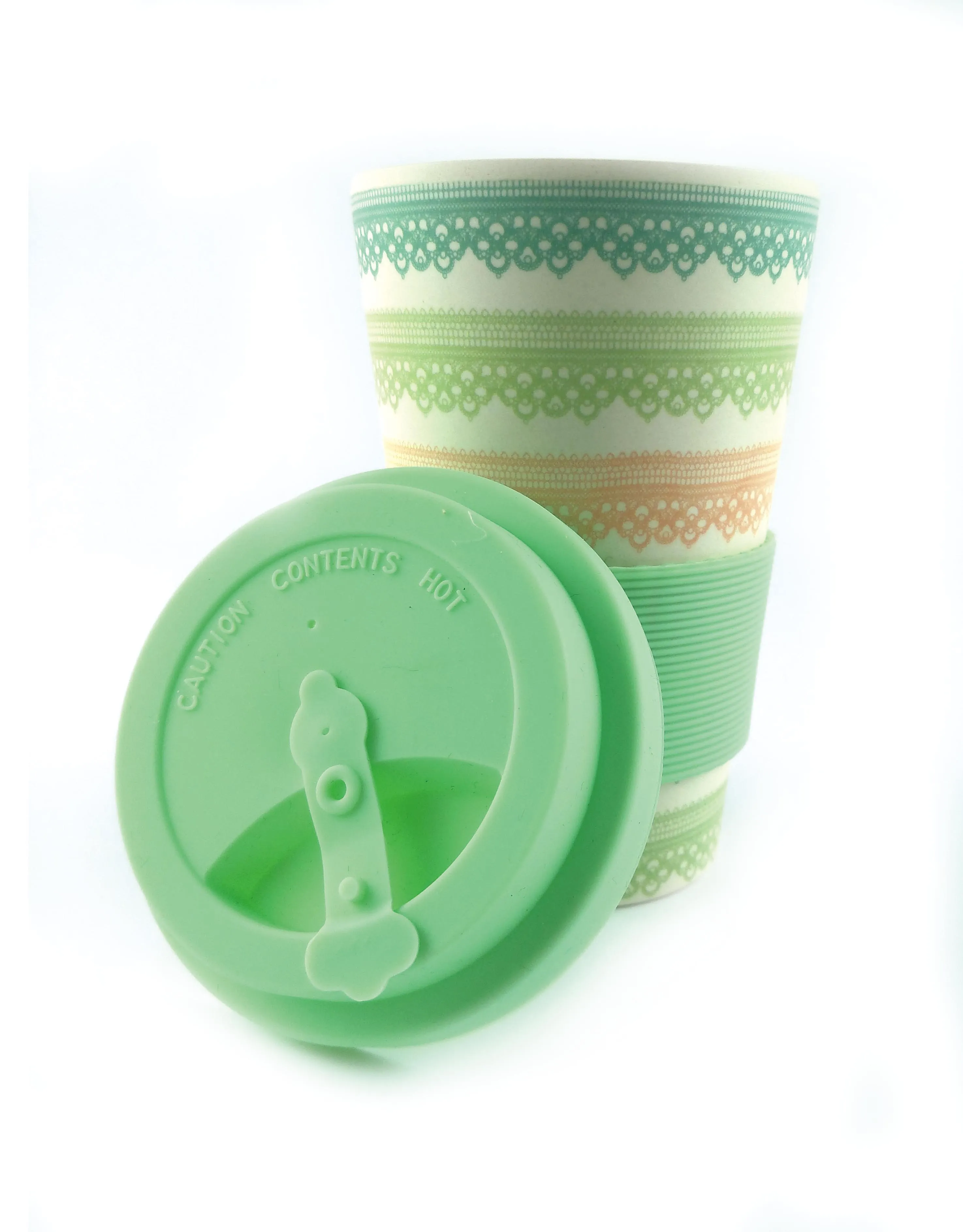 Eco-Friendly Reusable Plant Fiber Travel Mug with Lace Design