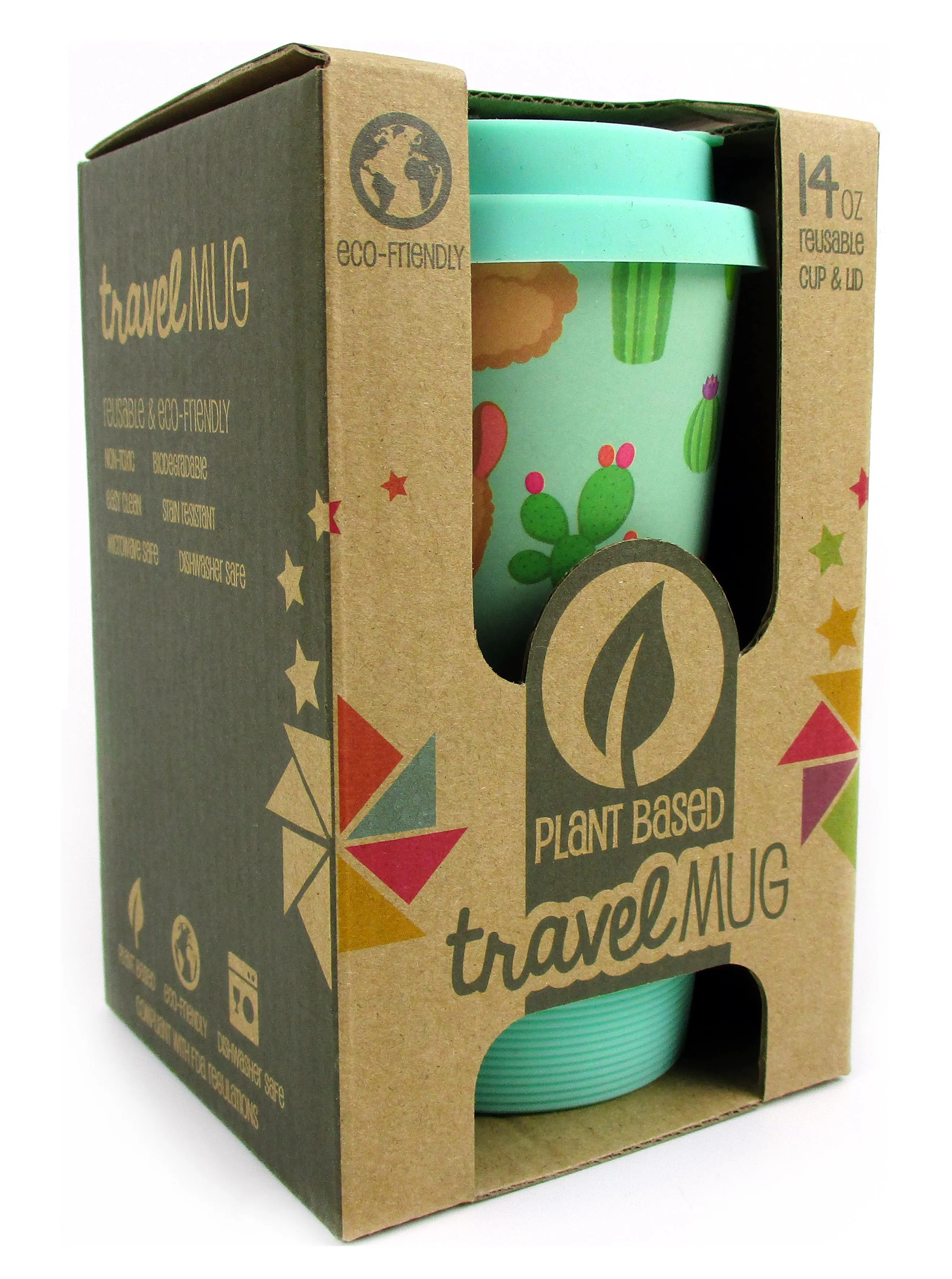 Eco-Friendly Reusable Plant Fiber Travel Mug with Llama Alpaca Design