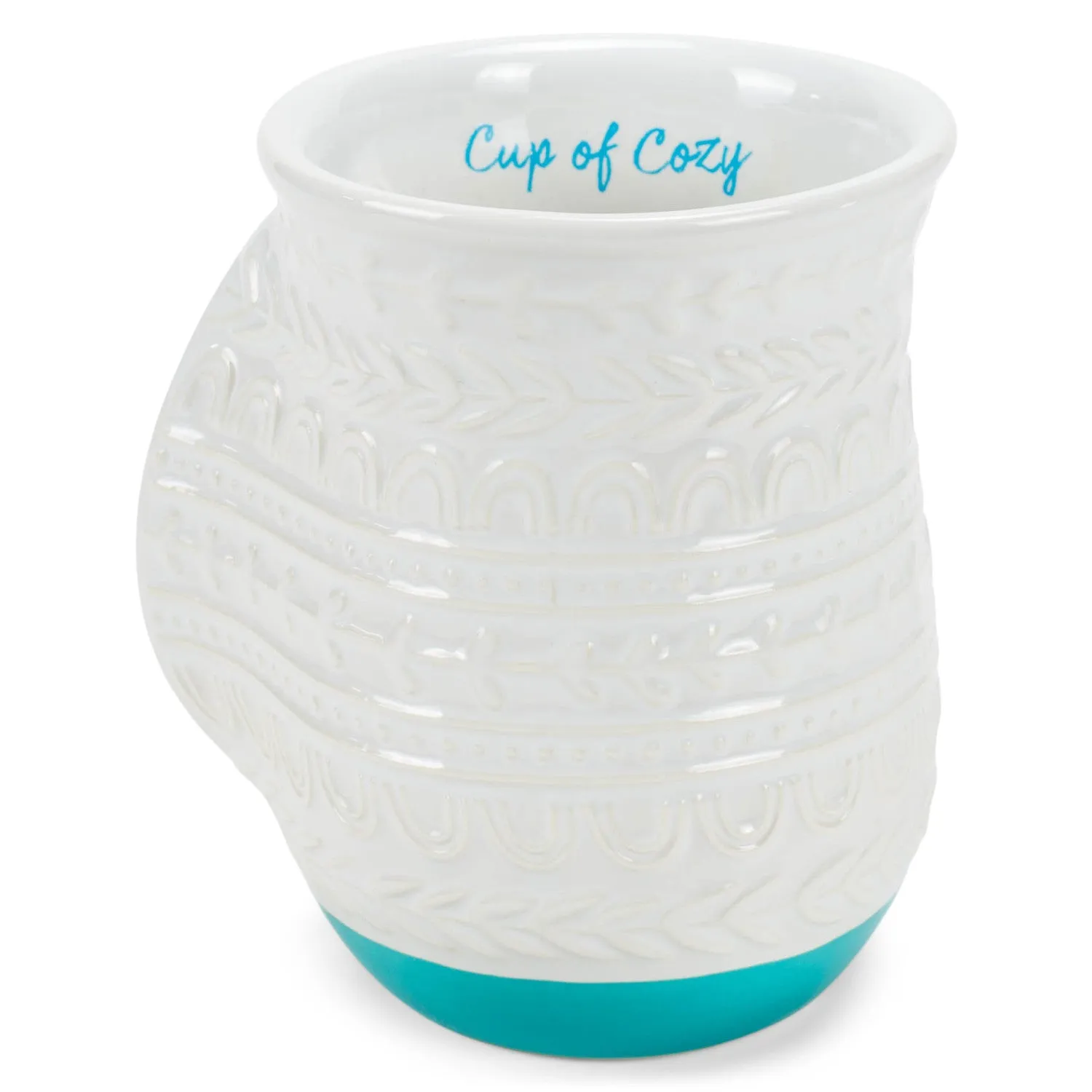 Elanze Designs Cup of Cozy Teal 14 ounce Ceramic Handwarmer Mugs Set of 4